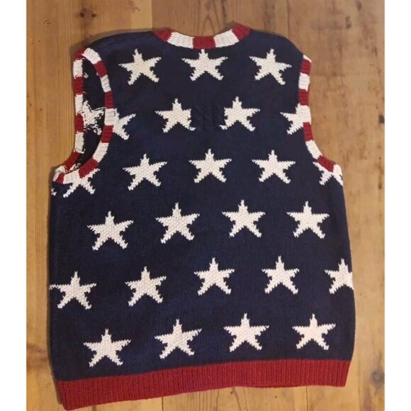 Marisa Christina Classic XL Vtg Stars & Stripes Hand Knit Sweater Vest Patriotic - Picture 8 of 9